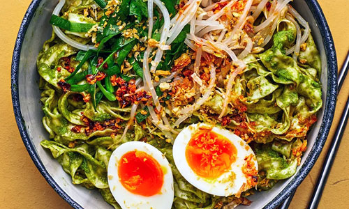 Thai Basil Noodles on a plate