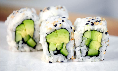 Avocado Cucumber Roll sushi pieces