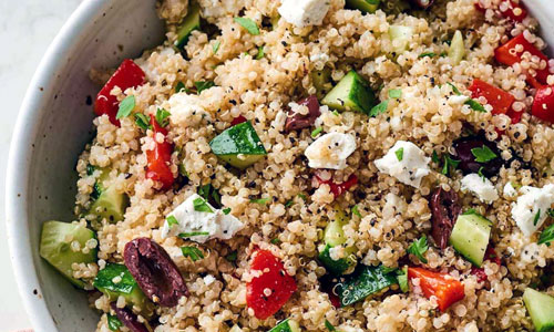 Quinoa Mediterranean Salad in a bowl